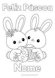 Desenho grátis Fofo Kawaii Coelho Ovos de Páscoa Páscoa