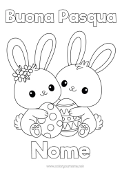 Colorare per personalizzare Carino Kawaii Coniglio Uova di Pasqua Pasqua Messaggio di 