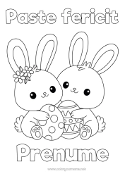 Pagină de colorat personalizată Drăguț Drăguț Iepure Ouă de Paște Paște 