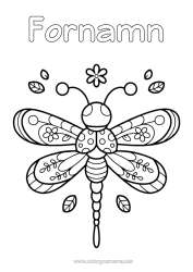 Färgläggningssida att anpassa Söt Insekter Libellula