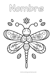 Colorear para personalizar Kawaii Insectos Libélula