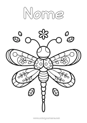 Desenho para personalizar Kawaii Insetos Libélula