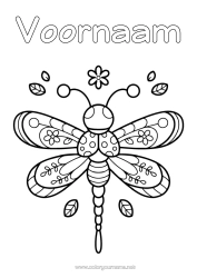Kleurplaat aanpassen Kawaii Insecten Libelle