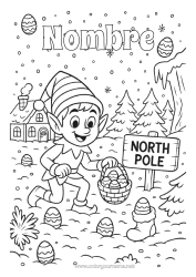 Colorear para personalizar Elfos de navidad Huevos de Pascua Pascua de Resurrección Polo norte Un solo duende travieso