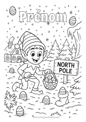 Coloriage à personnaliser Lutins de Noël Oeufs de Pâques Pâques Pôle nord Un seul lutin farceur
