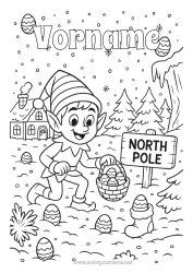 Malvorlage anpassen Weihnachtself Ostereier Ostern Nordpol Ein einziger schelmischer Kobold
