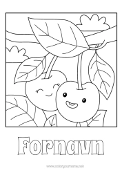 Gratis farvelægning Kawaii Kirsebær Frugter