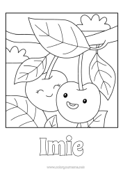 Kolorowanka za darmo Uroczy Wiśnia Owoce