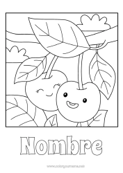 Colorear gratis Kawaii Cereza Frutas