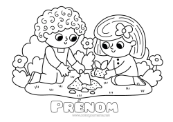 Coloriage à personnaliser Fille Garçon Enfant Jardin Jardinage