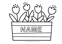 Colouring to customise Flowers Tulip Easy Colouring Pages