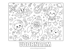 Kleurplaat aanpassen Kawaii Raket Konijn Ruimte Buitenaards Wezen Planeten En Zonnestelsel Bosdieren Astronaut Astronomie Luchtvaartuigen Verkenningsberoepen