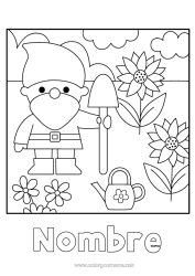 Colorear gratis Girasol Regadera Jardinería Gnomo de jardín