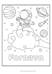 Farvelægningssiden tilpasning Rum Planeter og solsystem Måne Astronaut Astronomi Udforskningsfag Sky