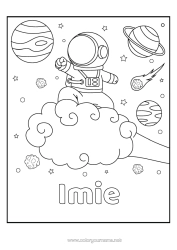 Kolorowanka do personalizacji Przestrzeń Planety i układ słoneczny Księżyc Astronauta Astronomia Zawody eksploracyjne Chmura