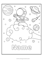 Colouring to customise Space Planets And Solar System Moon Astronaut Astronomy Exploration Professions Cloud