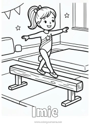 Kolorowanka za darmo Dziewczyna Gimnastyka Sporty artystyczne