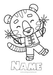 Free colouring Tiger Chinese New Year Wild animals of Africa