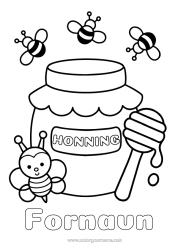 Farvelægningssiden tilpasning Kawaii Bi Insekter Honning