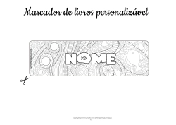 Desenho para personalizar Verão Peixe Marcador de Página Zentangle Animais marinhos ou aquáticos