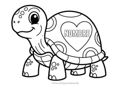 Colorear para personalizar Corazón Tortuga Animales Reptiles Tortuga terrestre