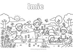 Kolorowanka za darmo Spokojny i zen Sport Dziewczyna Chłopiec Dziecko Sporty artystyczne Joga