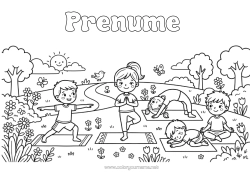 Pagină de colorat personalizată Liniștit Și Zen Sport Fată Băiat Copil Sporturi Artistice Yoga