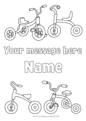 Free colouring Vehicles Bicycle Two-wheeled vehicles Outdoor games Tricycle