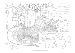 Colorazione gratuita Dinosauri Triceratopo Colorazioni complesse Zentangle