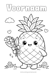 Gratis kleurplaat Kawaii Meiklokje Ananas 1 mei