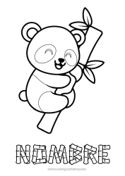 Colorear gratis Lindo Kawaii Panda Dibujos fáciles para colorear Otros animales del mundo Bambú