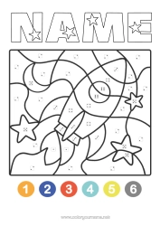 Coloring to customize Rocket Coloring By Numbers Space Easy Coloring Pages Aerial Vehicles Color-By-Number With A Die