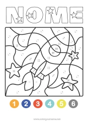 Desenho para personalizar Foguete Colorir Por Números Espaço Desenhos Para Colorir Fáceis Veículos Aéreos Colorir Por Números Com Dado