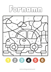 Färgläggningssida att anpassa Fordon Magiska Målarbilder Bil Lätta Målarbilder Bilar, Skåpbilar Och Husbilar Måla Efter Siffror Med En Tärning.