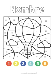 Colorear para personalizar Vehículos Colorear Por Números Actividades Para Niños Globo Aerostático Dibujos Fáciles Para Colorear Vehículos Aéreos Colorear Por Números Con Un Dado