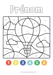 Coloriage à personnaliser Véhicules Coloriages magiques Activités enfants Montgolfière Coloriages faciles Véhicules aériens Coloriage par numéro avec dé