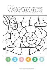 Malvorlage anpassen Malen nach Zahlen Kinderaktivitäten Tier Schnecke Einfache Ausmalbilder Malvorlage nach Zahlen mit Würfel