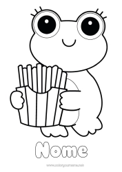 Desenho grátis Kawaii Sapo Animal Desenhos para colorir fáceis Animais marinhos ou aquáticos Batatas fritas