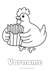 Malvorlage anpassen Kawaii Huhn Tier Einfache Ausmalbilder Bauernhoftiere Pommes