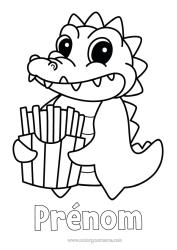 Coloriage à personnaliser Kawaii Crocodile Animal Coloriages faciles Reptiles Frites