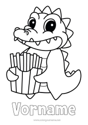Malvorlage anpassen Kawaii Krokodil Tier Einfache Ausmalbilder Reptilien Pommes