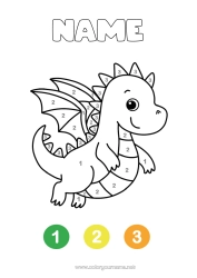 Free coloring Dinosaurs Coloring by numbers Easy coloring pages