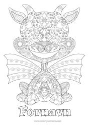 Gratis fargelegging Drage Komplekse fargelegginger Zentangle Drager, enhornede hester og fantastiske dyr