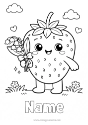 Free colouring Cute Lily of the valley Fruit Strawberry 1st May