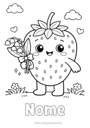 Desenho para personalizar Kawaii Lírio do vale Frutas Morango 1º de maio