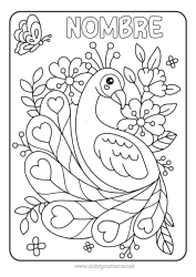 Colorear gratis Flores Mariposa Pavo real Insectos Aves y mamíferos voladores
