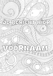 Gratis kleurplaat Zee Vis Complex Kleurplaten Zentangle Zeedieren Decoratieve achtergrond Golven