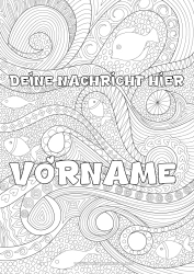 Malvorlage anpassen Meer Fisch Komplexe Ausmalbilder Zentangle Meeres- oder Wasserlebewesen Dekorativer Hintergrund Wellen
