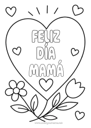 Colorear gratis Flores Corazón Feliz día de fiesta Tulipán