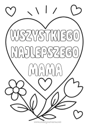 Kolorowanka za darmo Kwiaty Serce Wszystkiego najlepszego! Tulipan